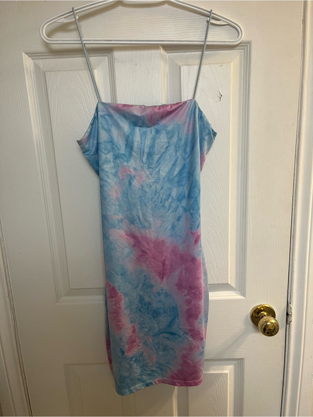 SHEIN Blue and Pink Tie-Dye Mini Slip Dress